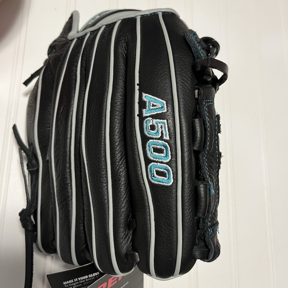 Wilson A500 Siren 12" Youth Infield Fastpitch Softball Glove black NEW LHT - Picture 2 of 8